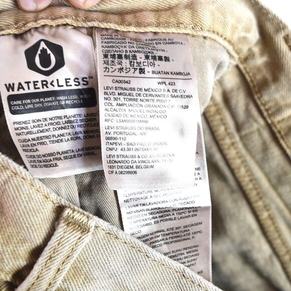 Levis JEANS MEN 34x34 PREMIUM Stay LOOSE HEMP COTTON BLEND TAN Straight Leg LOGO - Picture 5 of 10